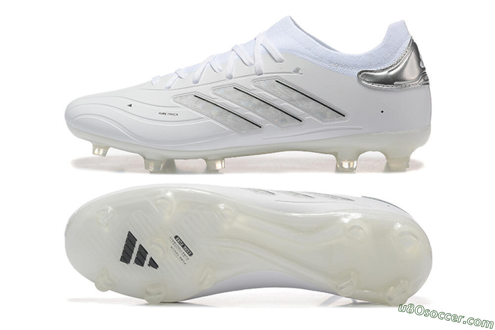 Adidas Copa Pure 2+ FG Firm Ground Soccer Cleats - White/Silver/Black 0