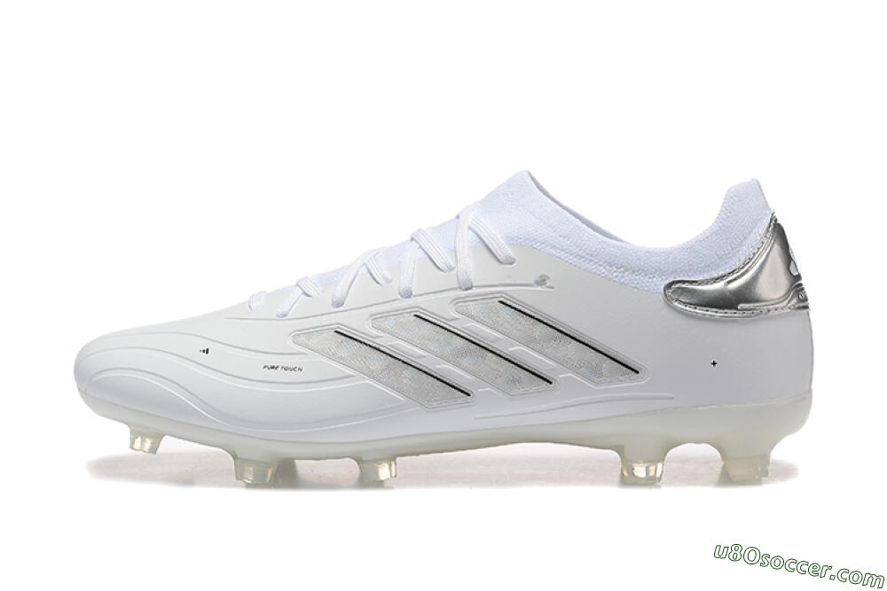 Adidas Copa Pure 2+ FG Firm Ground Soccer Cleats - White/Silver/Black 2