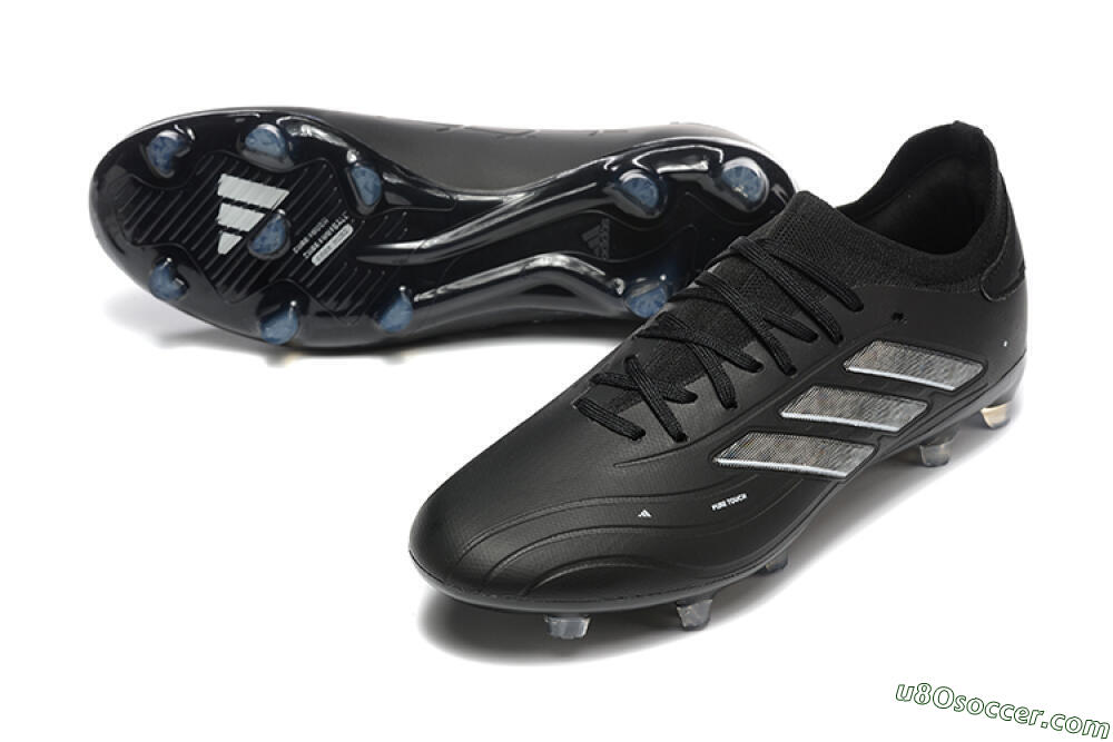 Adidas Copa Pure 2+ FG Firm Ground Soccer Cleats - Black/Silver/Blue 3