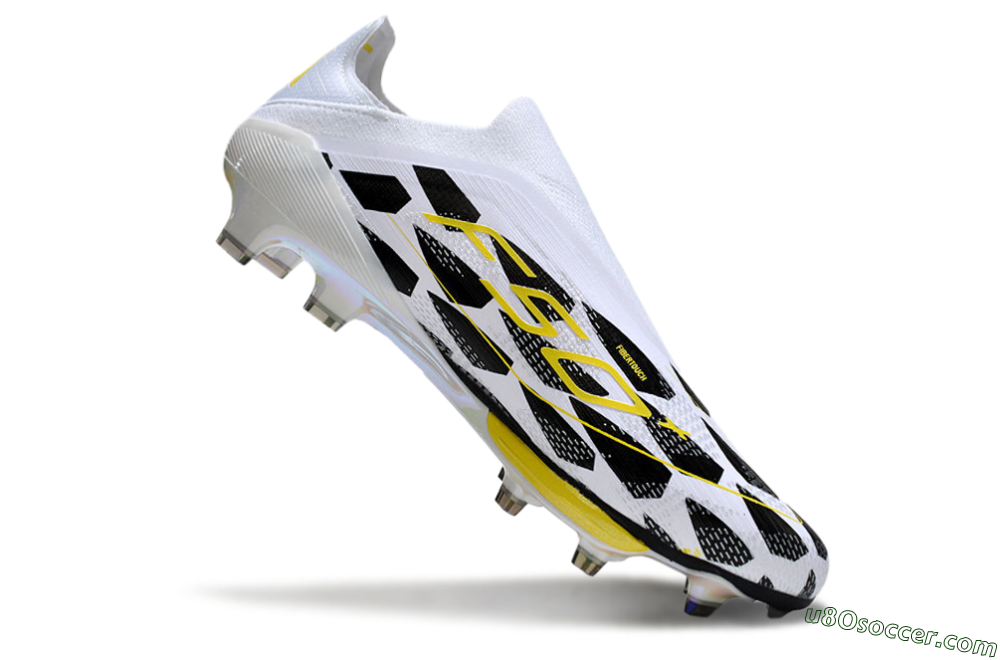 Adidas F50+ Elite Lightstrike Pro Laceless FG Firm Ground Soccer Cleats - White/Black/Yellow 4
