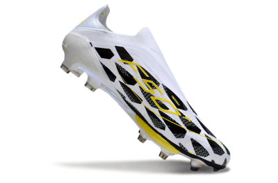 Adidas F50+ Elite Lightstrike Pro Laceless FG Firm Ground Soccer Cleats - White/Black/Yellow
