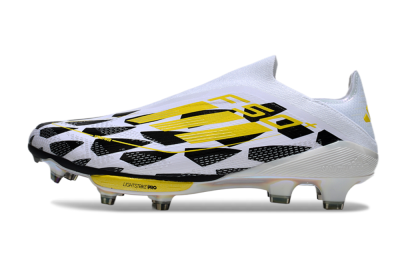 Adidas F50+ Elite Lightstrike Pro Laceless FG Firm Ground Soccer Cleats - White/Black/Yellow