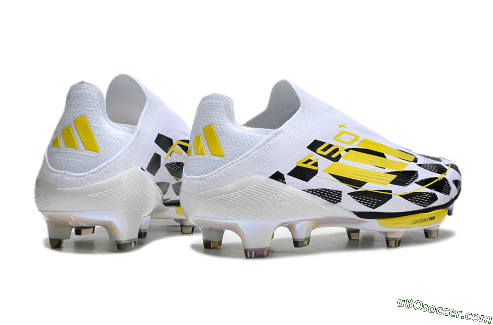 Adidas F50+ Elite Lightstrike Pro Laceless FG Firm Ground Soccer Cleats - White/Black/Yellow 6