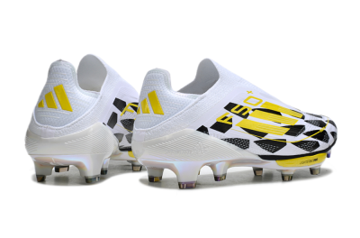 Adidas F50+ Elite Lightstrike Pro Laceless FG Firm Ground Soccer Cleats - White/Black/Yellow