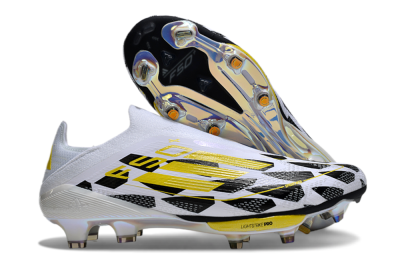 Adidas F50+ Elite Lightstrike Pro Laceless FG Firm Ground Soccer Cleats - White/Black/Yellow