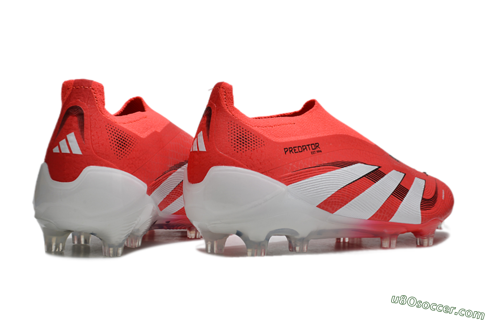 Adidas Predator+ 24 Laceless FG Firm Ground Soccer Cleats - Red/White/Black 6
