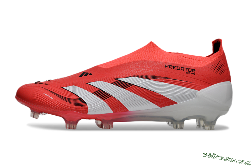 Adidas Predator+ 24 Laceless FG Firm Ground Soccer Cleats - Red/White/Black 2