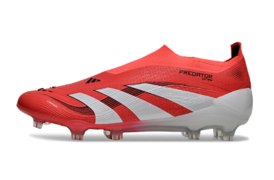 Adidas Predator+ 24 Laceless FG Firm Ground Soccer Cleats - Red/White/Black