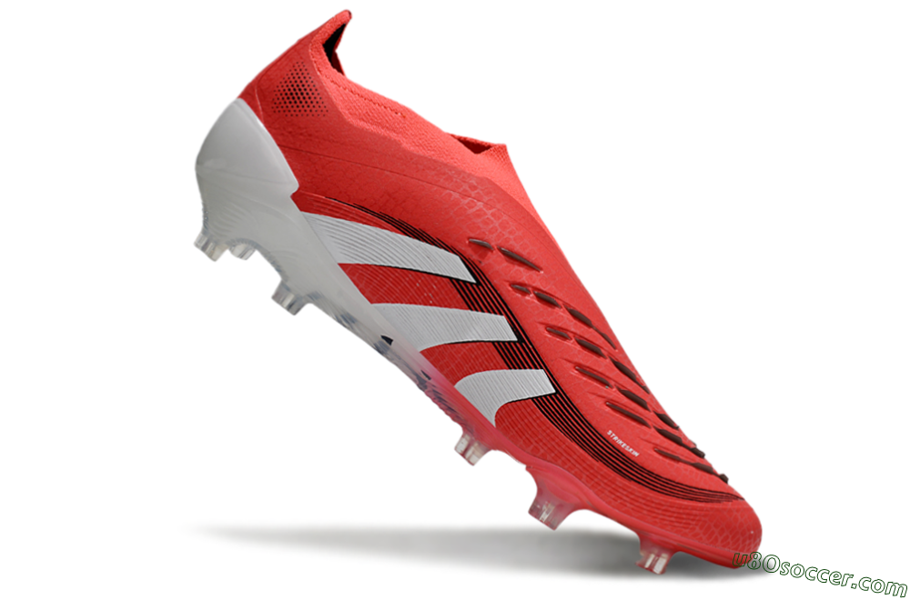 Adidas Predator+ 24 Laceless FG Firm Ground Soccer Cleats - Red/White/Black 4