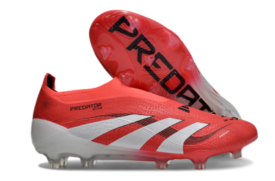 Adidas Predator+ 24 Laceless FG Firm Ground Soccer Cleats - Red/White/Black
