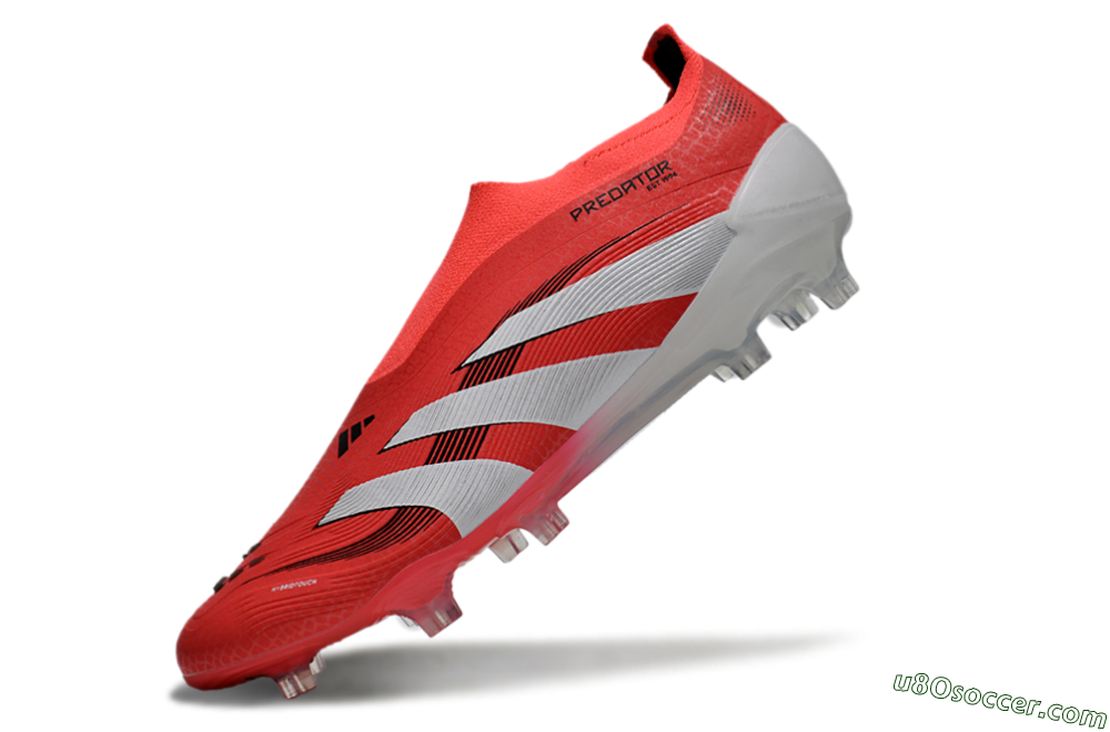 Adidas Predator+ 24 Laceless FG Firm Ground Soccer Cleats - Red/White/Black 5