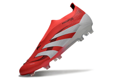Adidas Predator+ 24 Laceless FG Firm Ground Soccer Cleats - Red/White/Black