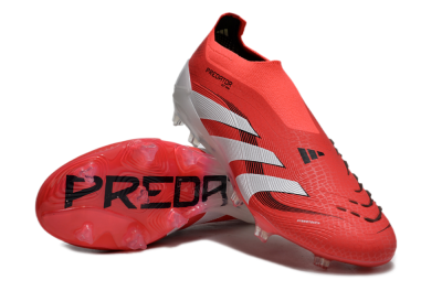 Adidas Predator+ 24 Laceless FG Firm Ground Soccer Cleats - Red/White/Black
