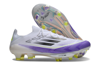 Adidas F50+ Elite Lightstrike Pro FG Firm Ground Soccer Cleats - White/Black/Purple