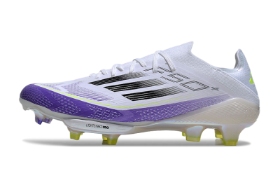 Adidas F50+ Elite Lightstrike Pro FG Firm Ground Soccer Cleats - White/Black/Purple