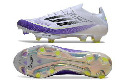 Adidas F50+ Elite Lightstrike Pro FG Firm Ground Soccer Cleats - White/Black/Purple