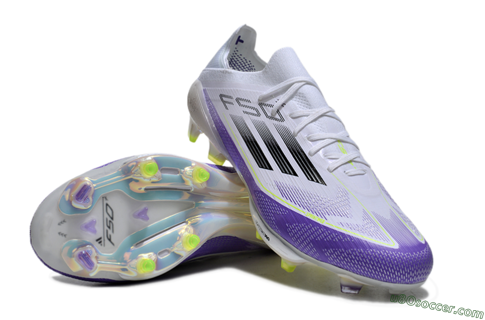 Adidas F50+ Elite Lightstrike Pro FG Firm Ground Soccer Cleats - White/Black/Purple 3