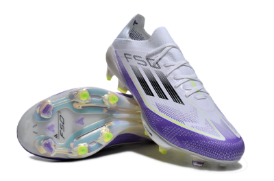Adidas F50+ Elite Lightstrike Pro FG Firm Ground Soccer Cleats - White/Black/Purple