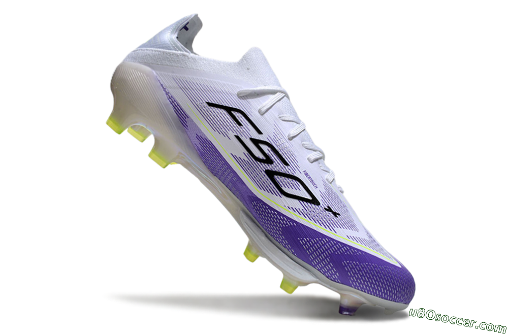 Adidas F50+ Elite Lightstrike Pro FG Firm Ground Soccer Cleats - White/Black/Purple 4
