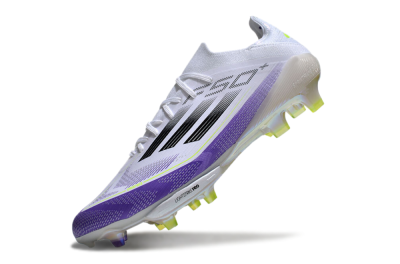 Adidas F50+ Elite Lightstrike Pro FG Firm Ground Soccer Cleats - White/Black/Purple