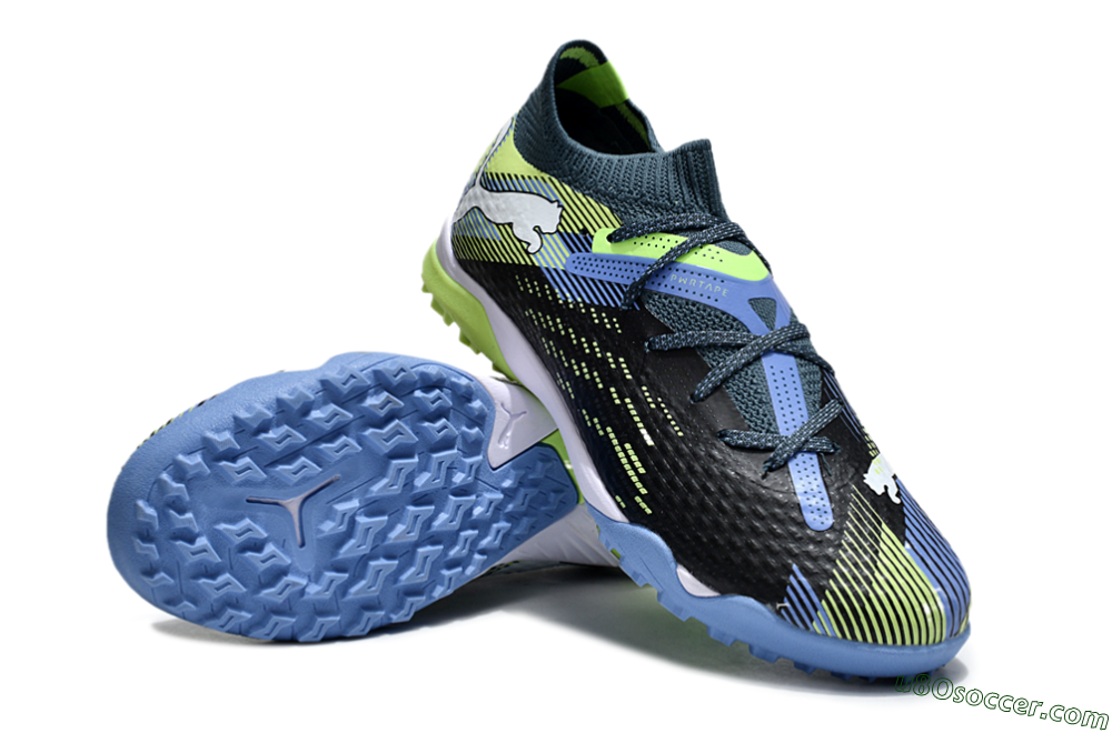 Puma Future Ultimate TF Artificial Turf Soccer Shoes - Black/Yellow/Blue 3