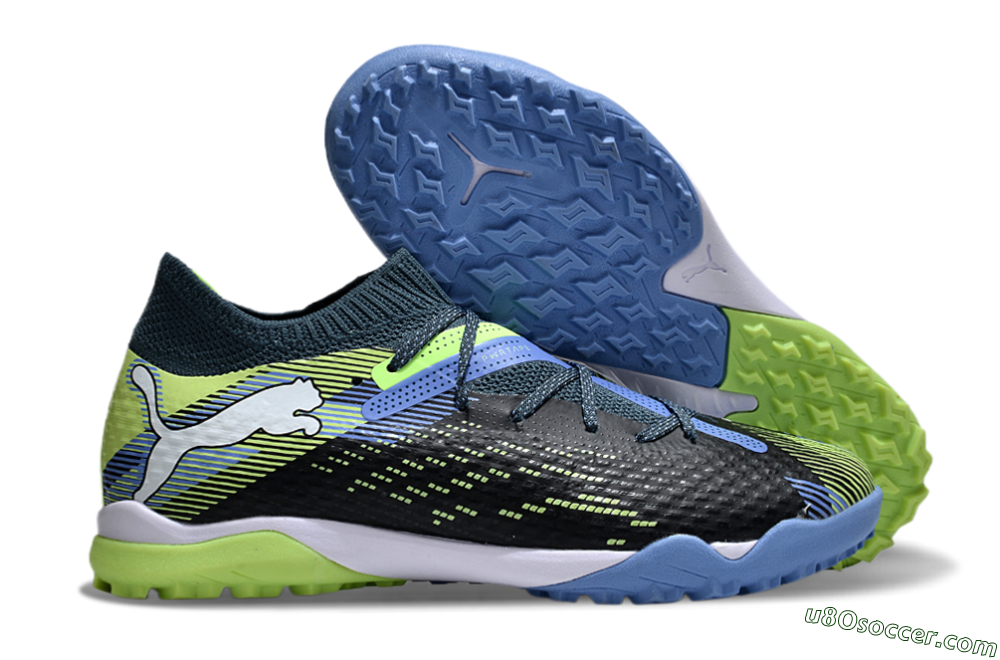 Puma Future Ultimate TF Artificial Turf Soccer Shoes - Black/Yellow/Blue 1