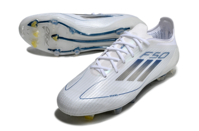 Adidas F50 Elite FG Firm Ground Soccer Cleats - White/Silver/Blue