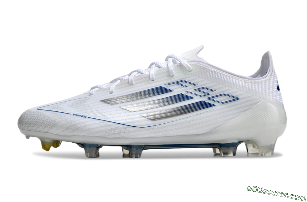 Adidas F50 Elite FG Firm Ground Soccer Cleats - White/Silver/Blue 2