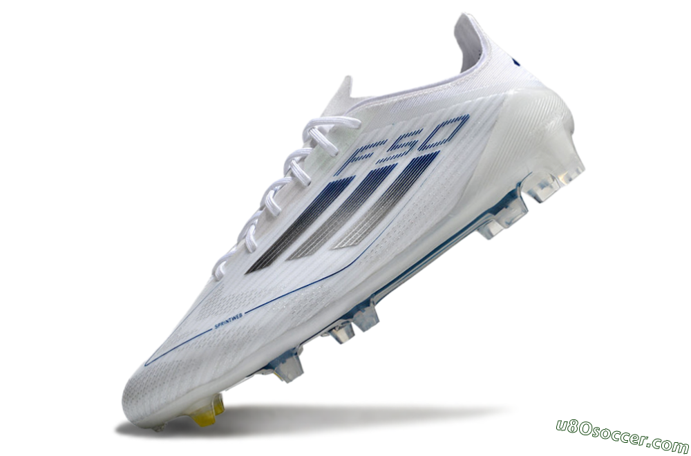 Adidas F50 Elite FG Firm Ground Soccer Cleats - White/Silver/Blue 5