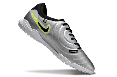 Nike Tiempo Legend 10 Pro TF Artificial Turf Soccer Shoes - Silver/Black/Yellow