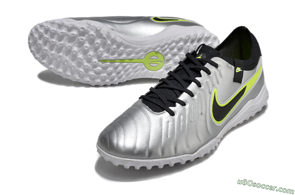 Nike Tiempo Legend 10 Pro TF Artificial Turf Soccer Shoes - Silver/Black/Yellow 3