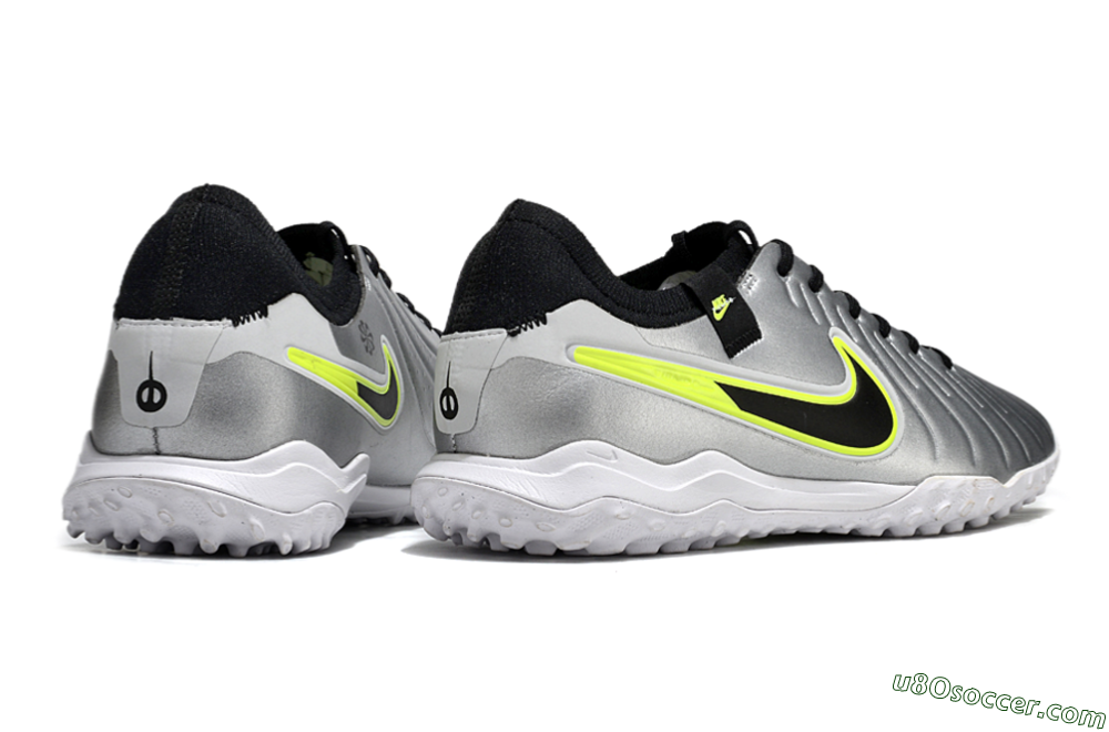 Nike Tiempo Legend 10 Pro TF Artificial Turf Soccer Shoes - Silver/Black/Yellow 6