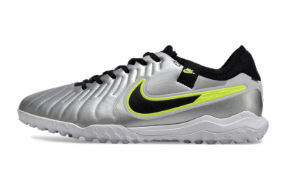 Nike Tiempo Legend 10 Pro TF Artificial Turf Soccer Shoes - Silver/Black/Yellow