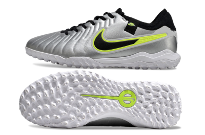 Nike Tiempo Legend 10 Pro TF Artificial Turf Soccer Shoes - Silver/Black/Yellow