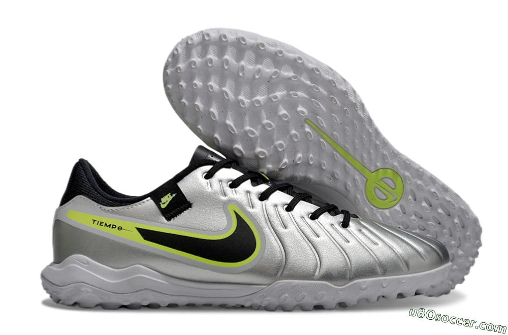 Nike Tiempo Legend 10 TF Artificial Turf Soccer Shoes - Silver/Black/Yellow 1