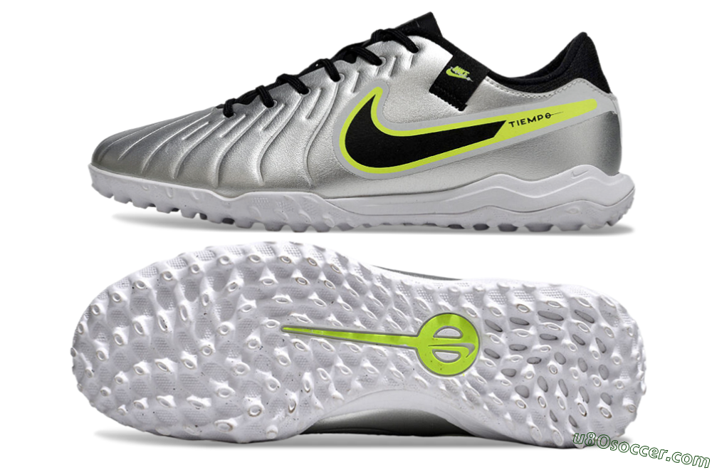 Nike Tiempo Legend 10 TF Artificial Turf Soccer Shoes - Silver/Black/Yellow 0