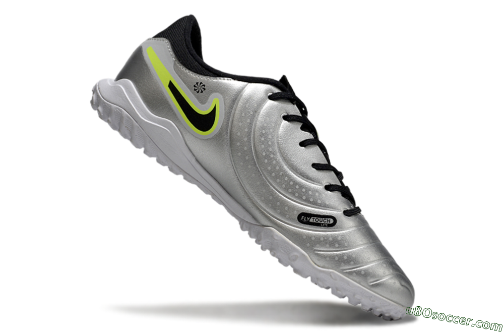 Nike Tiempo Legend 10 TF Artificial Turf Soccer Shoes - Silver/Black/Yellow 4