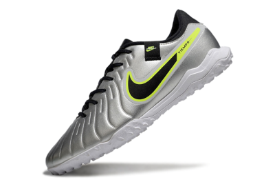 Nike Tiempo Legend 10 TF Artificial Turf Soccer Shoes - Silver/Black/Yellow