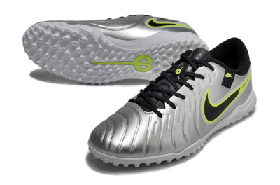 Nike Tiempo Legend 10 TF Artificial Turf Soccer Shoes - Silver/Black/Yellow