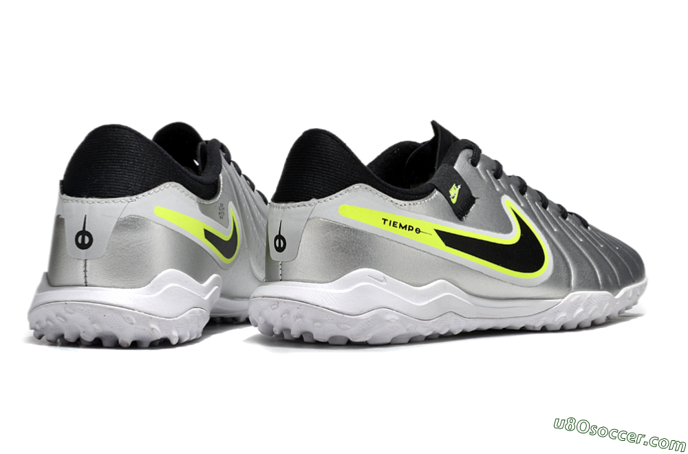 Nike Tiempo Legend 10 TF Artificial Turf Soccer Shoes - Silver/Black/Yellow 6