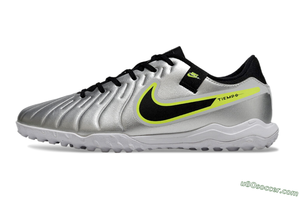 Nike Tiempo Legend 10 TF Artificial Turf Soccer Shoes - Silver/Black/Yellow 2