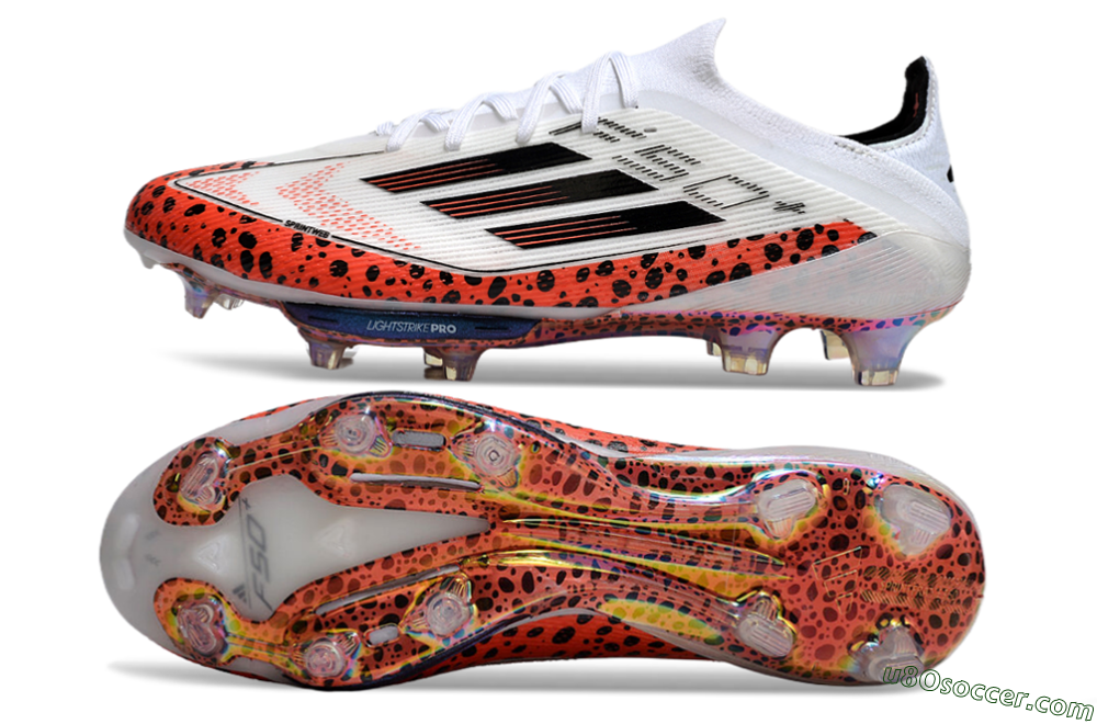 Adidas F50+ Lightstrike Elite FG Firm Ground Soccer Cleats - White/Black/Leopard 0
