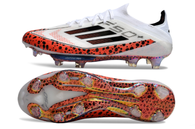 Adidas F50+ Lightstrike Elite FG Firm Ground Soccer Cleats - White/Black/Leopard