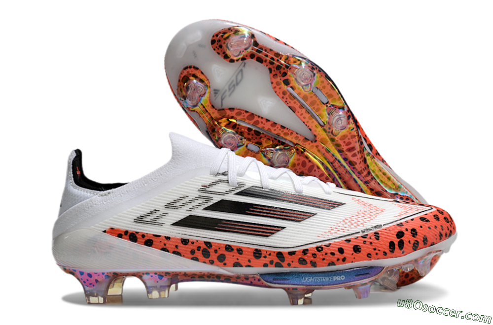 Adidas F50+ Lightstrike Elite FG Firm Ground Soccer Cleats - White/Black/Leopard 1