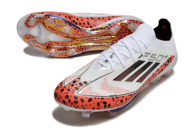 Adidas F50+ Lightstrike Elite FG Firm Ground Soccer Cleats - White/Black/Leopard