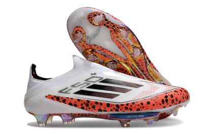 Adidas F50+ Lightstrike Pro Laceless FG Firm Ground Soccer Cleats - White/Leopard/Black