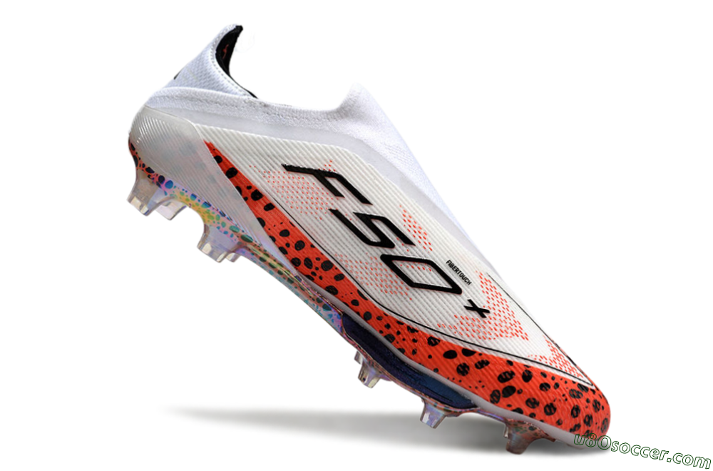 Adidas F50+ Lightstrike Pro Laceless FG Firm Ground Soccer Cleats - White/Leopard/Black 4