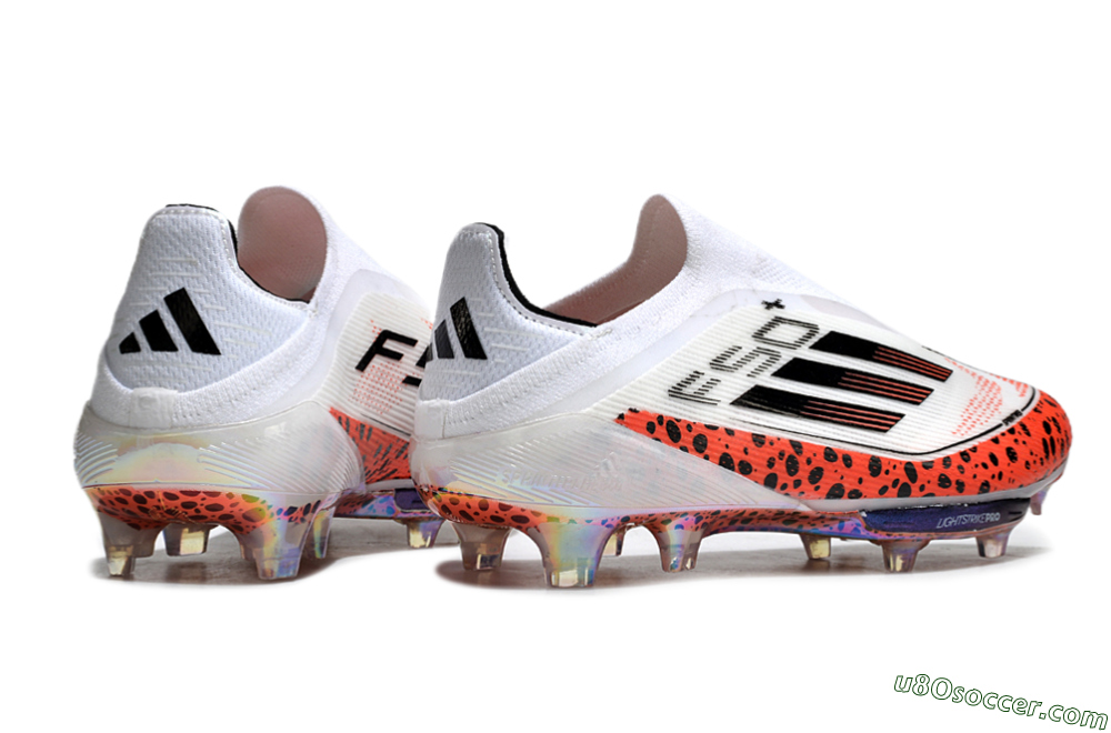 Adidas F50+ Lightstrike Pro Laceless FG Firm Ground Soccer Cleats - White/Leopard/Black 6