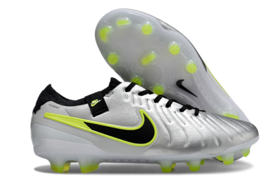 Nike Tiempo Legend 10 Elite AG Artificial Grass Soccer Cleats - Silver/Black/Yellow
