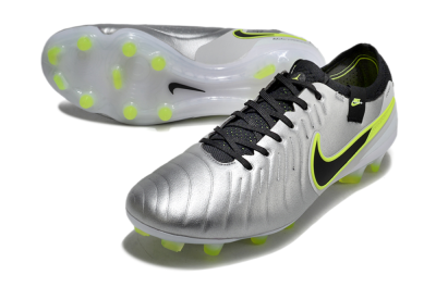 Nike Tiempo Legend 10 Elite AG Soccer Cleats - Silver/Black